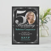 50誕生日シルバーとブラック招待状 招待状 (スタンド正面)