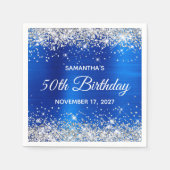 50誕生日シルバーグリッターブ王室のルーフォイル スタンダードカクテルナプキン (正面)