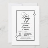 50誕生日シンプルブラックフレームパーティー 招待状 (正面)