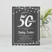 50誕生日ストリングライトChalkboard 招待状 (スタンド正面)