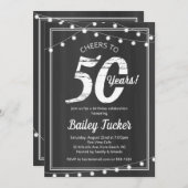 50誕生日ストリングライトChalkboard 招待状 (正面/裏面)