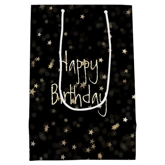 50誕生日スパーカーズオンブラックウィズスター ミディアムペーパーバッグ (裏面)