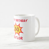 50誕生日スーパーヒーローテーマ コーヒーマグカップ (正面右)