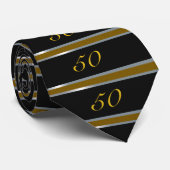 50誕生日タイブラック、シルバー、金ゴールド ネクタイ (ロール)