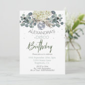 50誕生日ダスティブルーフローラディスコボール 招待状 (スタンド正面)