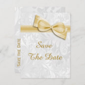 50誕生日ダマスクフェイクと弓の日付を保存 案内ポストカード (正面/裏面)