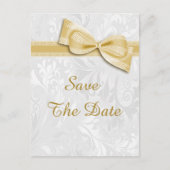 50誕生日ダマスクフェイクと弓の日付を保存 案内ポストカード (正面)