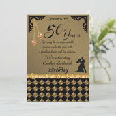 50誕生日ダンスパーティーオレンジハートジェムダマスク 招待状 (スタンド正面)