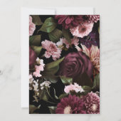 50誕生日ダークモダンムーディブルゴーニュフローラ 招待状 (裏面)