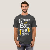 50誕生日テーマおもしろい応援とビール50 Tシャツ (正面フル)
