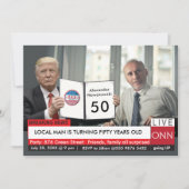 50誕生日トランプ🎙️メンズおもしろいテレビニュースGag 招待状 (正面)