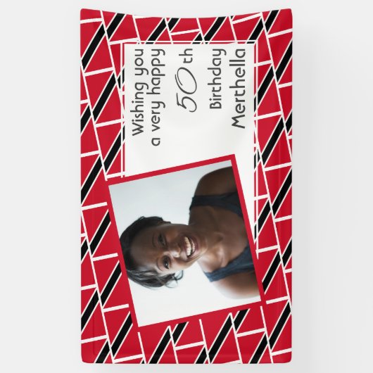 50誕生日トリニダード国旗のカスタム写真 横断幕 (縦)