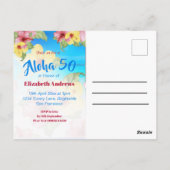 50誕生日トロピカルフラワーアロハ50招待状 ポストカード (裏面)