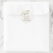 50誕生日ドリーミーホワイトフローラフェイスステッカー ラウンドシール (バッグ)