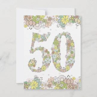50誕生日ナチュラル開花レディースフォト招待状 招待状