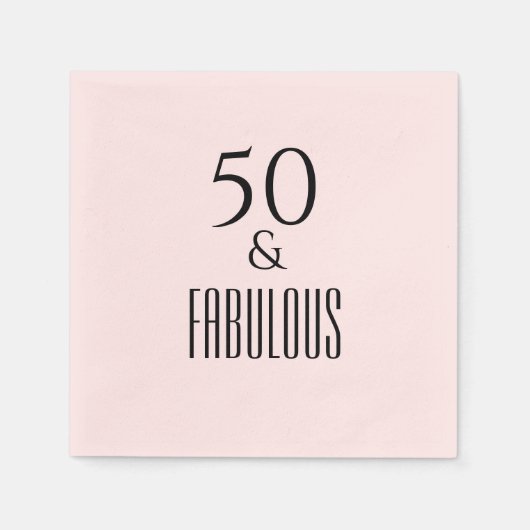 50誕生日ナプキンズピンクブラック文字 スタンダードカクテルナプキン (正面)