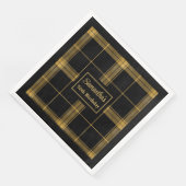 50誕生日ナプキンズブラック金ゴールド名前をカスタムする (コーナー)