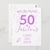 50誕生日ナムカスタムホットピンクパーティの招待状 ポストカード (正面/裏面)