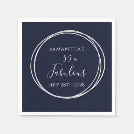 50誕生日ネイビーシルバー50と素晴らしいパーティー スタンダードカクテルナプキン