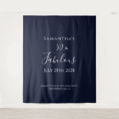 50誕生日ネイビーシルバー50と素晴らしい タペストリー (正面)