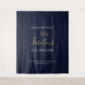 50誕生日ネイビー金ゴールド50と素晴らしい タペストリー (正面)