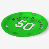 50誕生日ネオングリーンピックボール ペーパープレート (アングル)