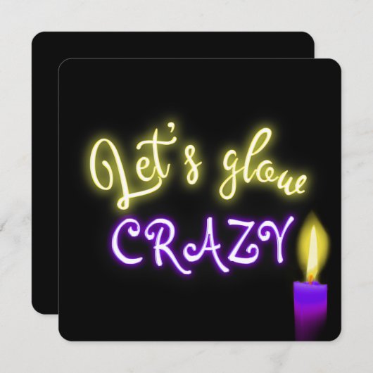 50誕生日ネオンサインとキャンドル 招待状 (正面/裏面)