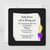 50誕生日ネオンサインとキャンドル 招待状 (裏面)