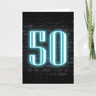 50誕生日ネオンサインオンブリック カード