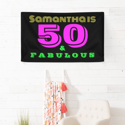 50誕生日ネオン50と素晴らしい誕生日パーティー 横断幕 (インサイチュ)