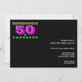 50誕生日ネオン50と素晴らしい 招待状 (裏面)
