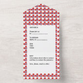 50誕生日ノルウェーハート国旗の青 オールインワン招待状 (内側)