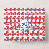 50誕生日ノルウェーハート国旗の青 オールインワン招待状 (裏面)