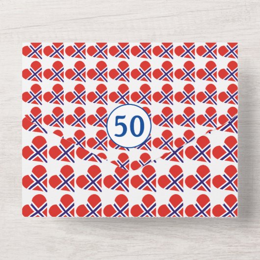 50誕生日ノルウェーハート国旗の青 オールインワン招待状 (裏面)