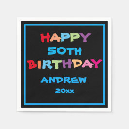 50誕生日ハッピーバースデーカスタムキュイモダンー スタンダードカクテルナプキン