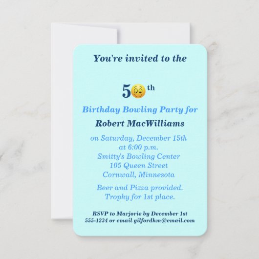 50誕生日ハッピー顔パーティの招待状 招待状 (正面)