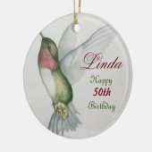 50誕生日ハミングバードキープサケ水彩 セラミックオーナメント (左)