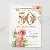 50誕生日ハワイアントロピカルカクテルパーティー 招待状 (正面)