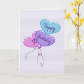 50誕生日ハートバルーンハート カード (黄色い花)