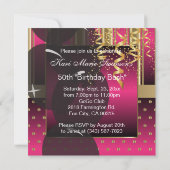 50誕生日バッシュガールパーティー |ピンクと金ゴールド 招待状 (裏面)