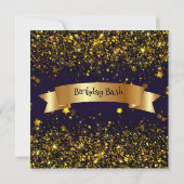 50誕生日バッシュ金ゴールドスターシャンパン招待状 招待状 (裏面)