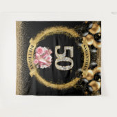 50誕生日バナーダイヤモンド数字ハイヒール タペストリー (正面(横))