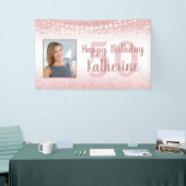 50誕生日バラ金ゴールドグリッターライト写真 横断幕 (トレードショー)