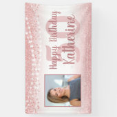 50誕生日バラ金ゴールドグリッターライト写真 横断幕 (縦)