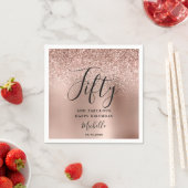 50誕生日バラ金ゴールドグリッターFiftyおよびFab名 スタンダードカクテルナプキン (インサイチュ)