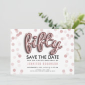 50誕生日バラ金ゴールドバルーングリッター 招待状 (スタンド正面)