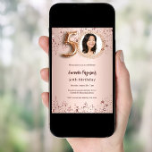 50誕生日バラ金ゴールドフォトスターラグジュアリー 招待状