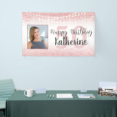 50誕生日バラ金ゴールドPiinkグリッターライト写真 横断幕 (トレードショー)