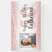 50誕生日バラ金ゴールドPiinkグリッターライト写真 横断幕 (縦)