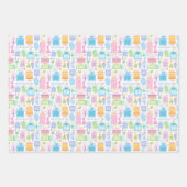 50誕生日パステルピンクケーキプレゼントバルーン ラッピングペーパーシート (正面3)